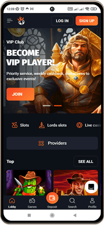Slotlords Casino på mobilskærmen