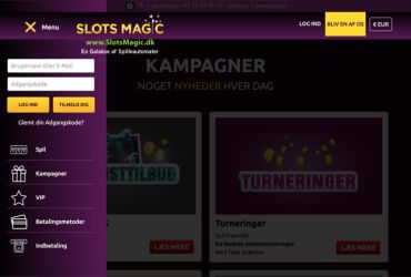 SlotsMagic casino - menu