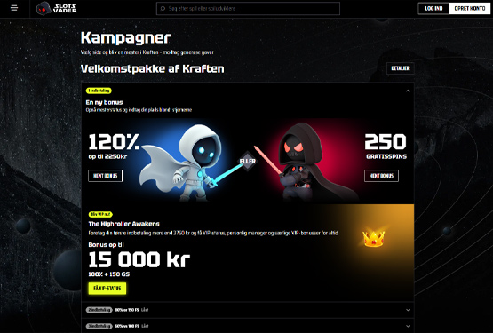 Bonusser og kampagner på SlotsVader Casino