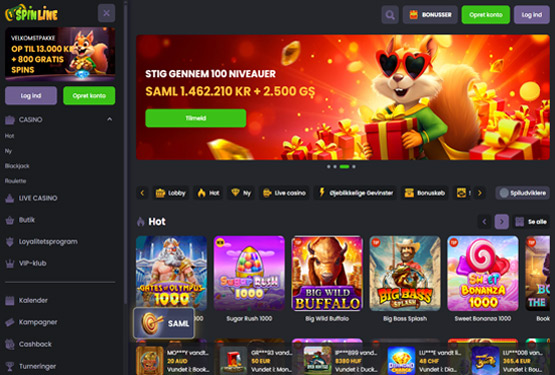 Hovedside på Spinline Casino Site