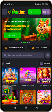 Spinline Casinos Hovedside på Mobilskærm