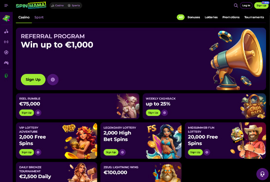 Bonusser og kampagner på Spinmama Casino