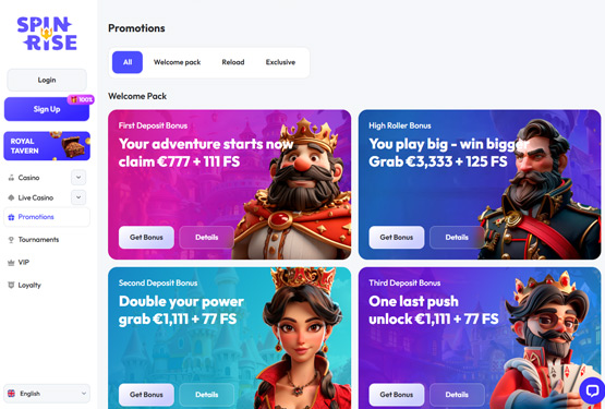Bonusser og kampagner på Spinrise Casino