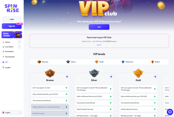 VIP program på Spinrise Casino