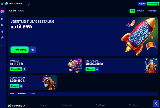 Bonusser og kampagner på Spinwinera Casino