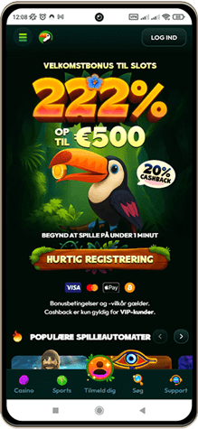 Tucan Casinos Hovedside på Mobilskærm