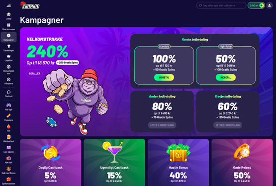 Bonusser og kampagner på TuffPuff Casino