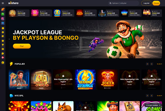 Hovedside på Winhero Casino Site