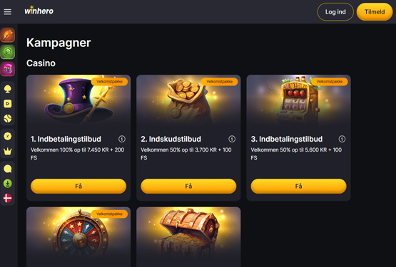 Bonusser og kampagner på Winhero Casino