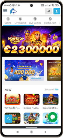 Wolfy Casino Site på mobilskærmen