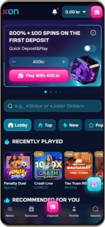 Xon.bet Casinos Hovedside p&aring; Mobilsk&aelig;rm