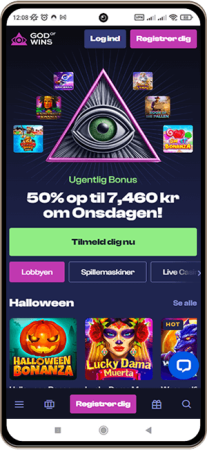 God of Wins casino på mobilen