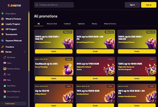 Bonusser og kampagner på Zoome Casino