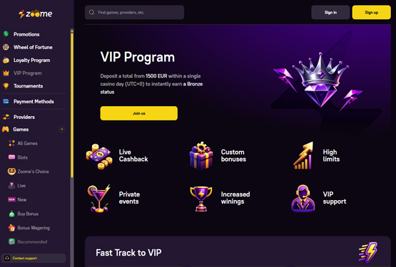 VIP program på Zoome Casino 