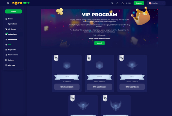 VIP program på Zotabet Casino 