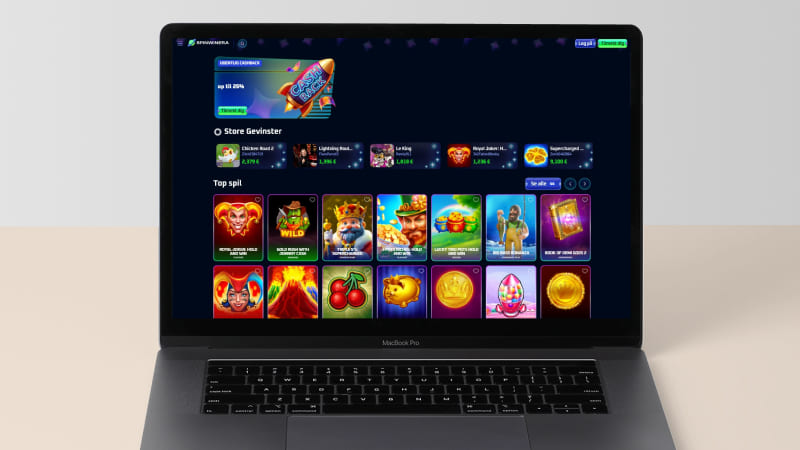 Spinwinera Casino hovedside p&aring; notebook-sk&aelig;rmen