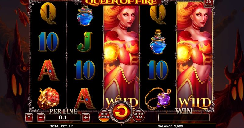 Spil gratis lige nu på Queen of Fire online spilleautomat fra Spinomenal | Danske Casinoer