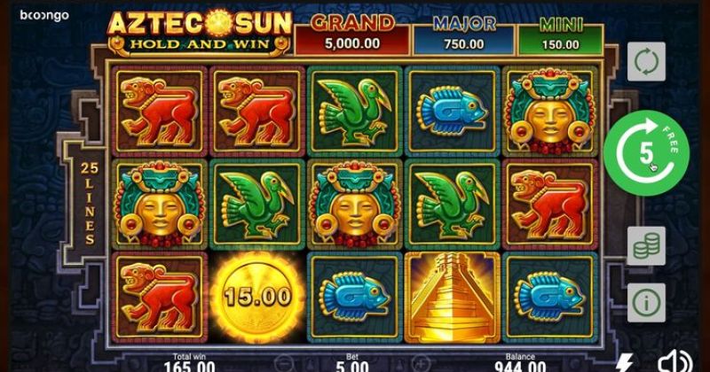 Spil gratis lige nu på Aztec Sun Hold and Win online slot fra Booongo | Danske Casinoer